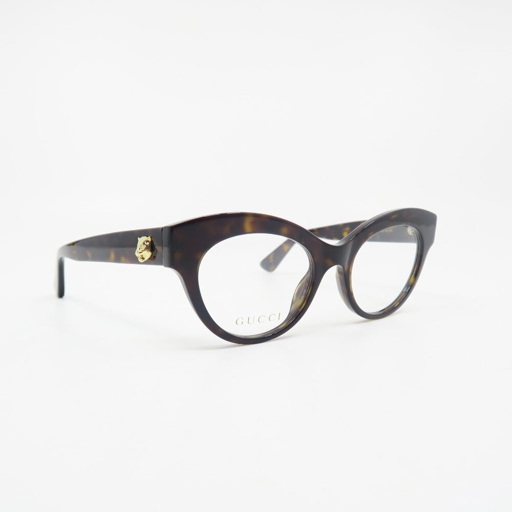 Gucci GG0030O 002 49mm. Brown Tortoise Shell Cat Eye New Women's Eyeglasses.